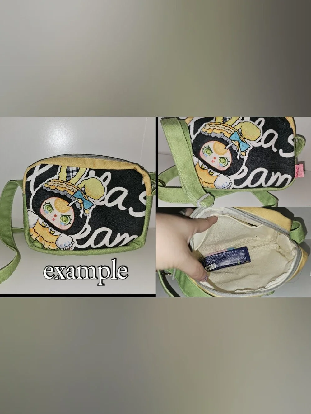Baby Three Canvas Crossbody Bag New Lolita Style Print Casual Travel
